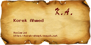 Korek Ahmed névjegykártya
